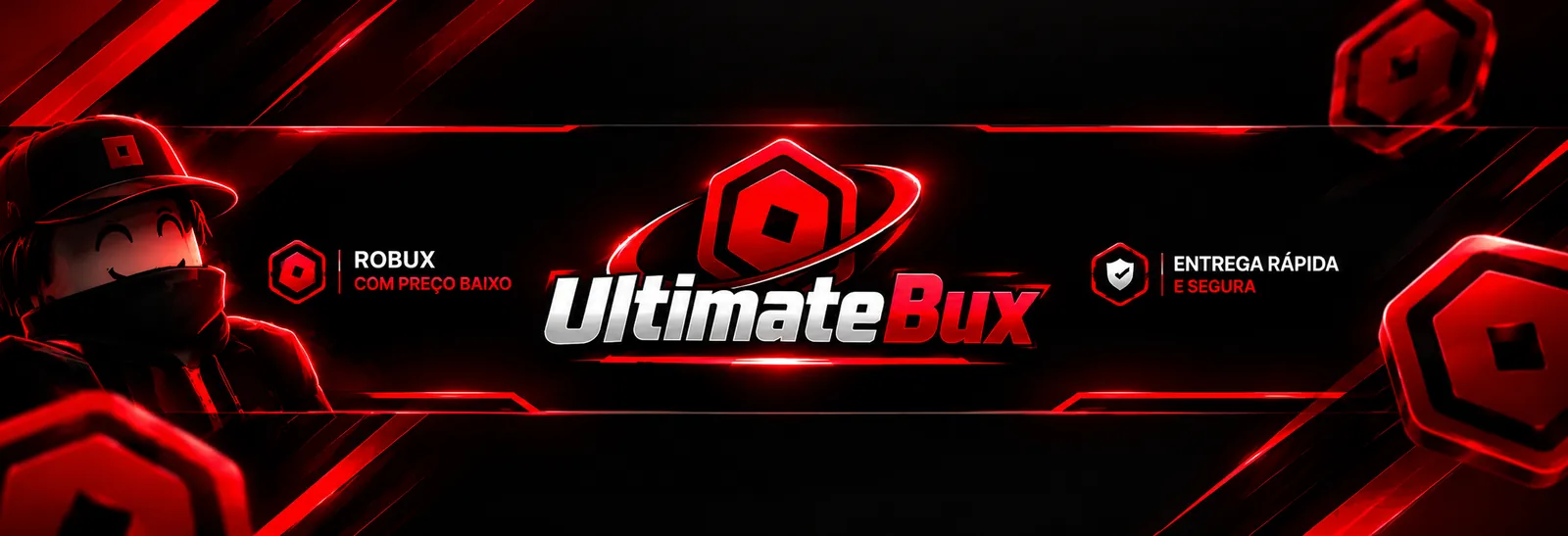 Banner da Ultimate Bux: Robux com preço baixo, entrega rápida e segura